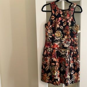 Drop Waist Dress with Floral Sparkly Print